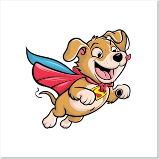 A Super Dog flying. Sticker, T-shirt Design Posters and Art